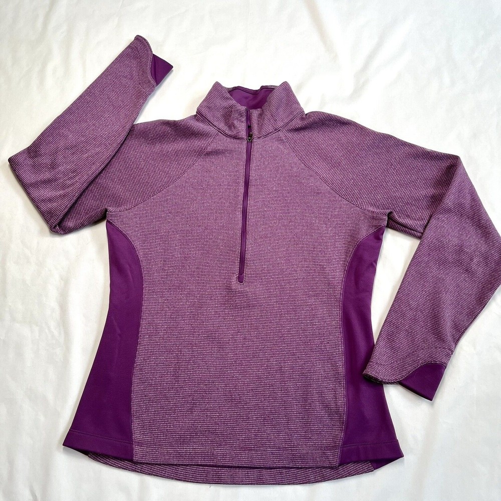 Columbia Womens Fleece Pullover Top 1/2 Zip Sz Small Purple Two Toned Jacket